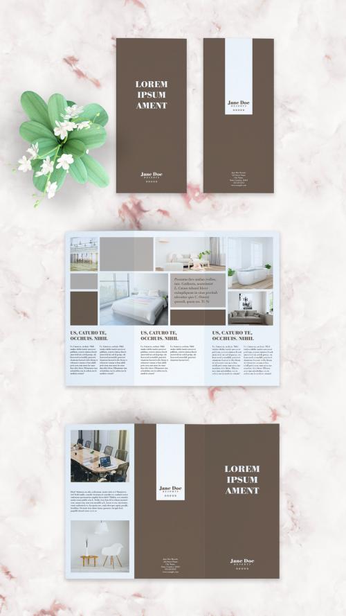 Brown and White Trifold Brochure Layout - 285700789