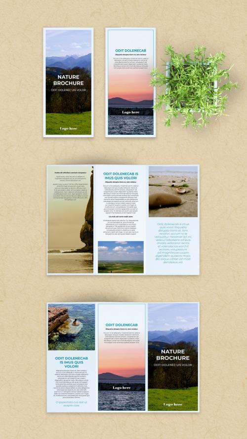 Trifold Brochure Layout with Blue Accents - 285700798