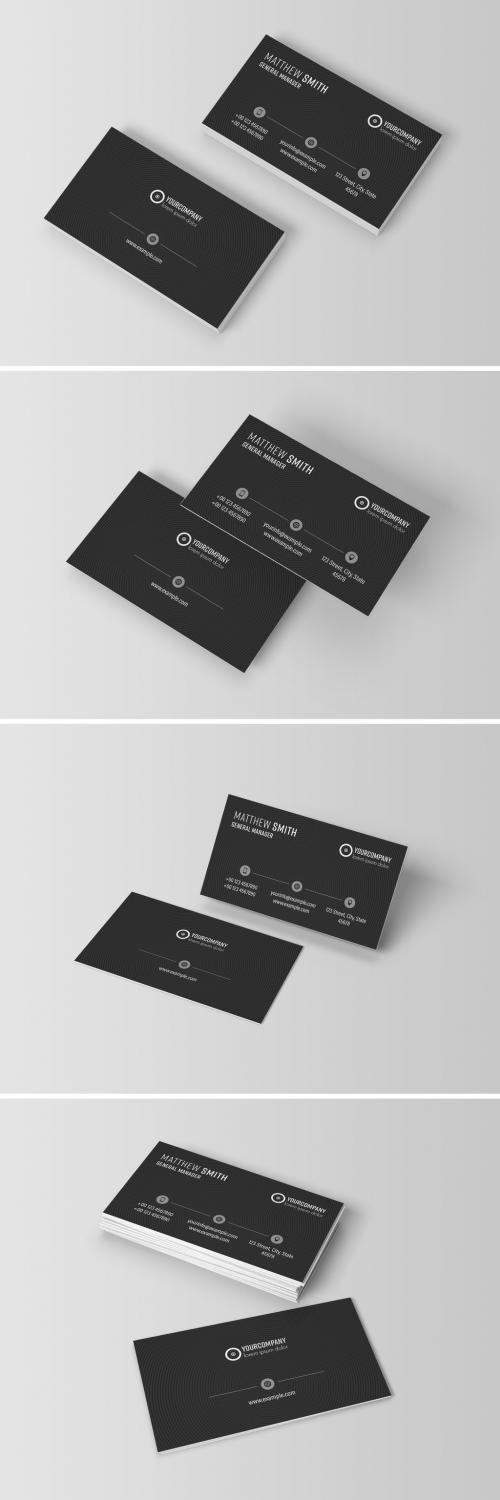 Business Card Layout with Black Circles - 285717867