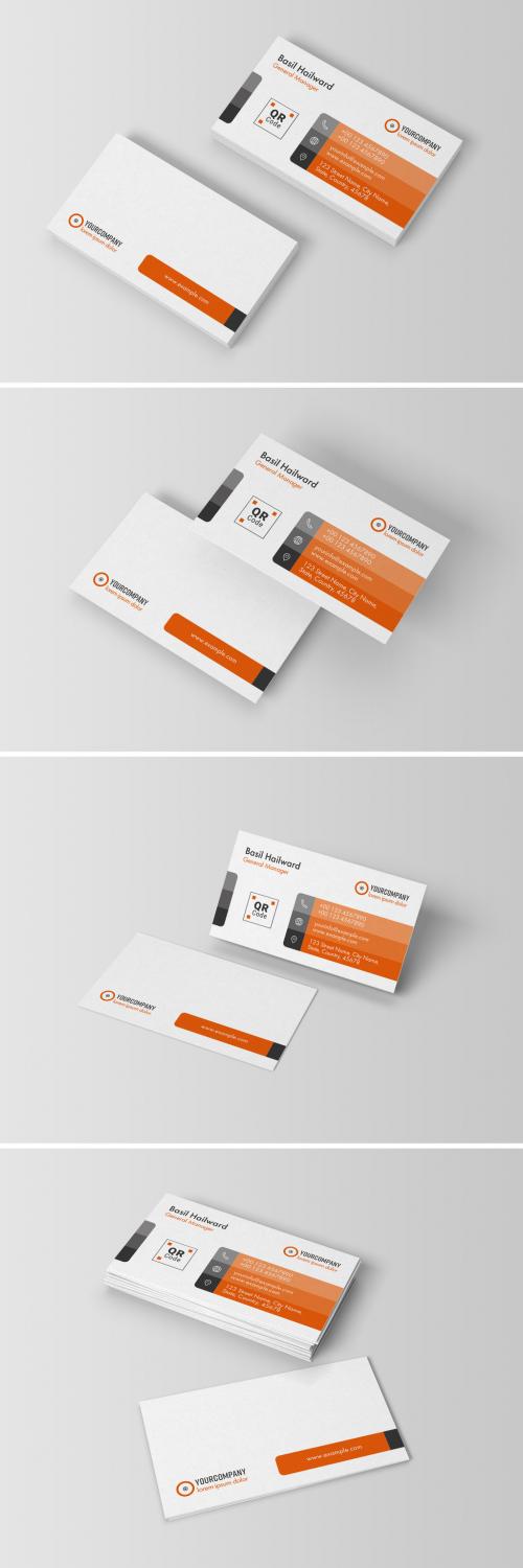 Business Card Layout with Orange Accents - 285717903