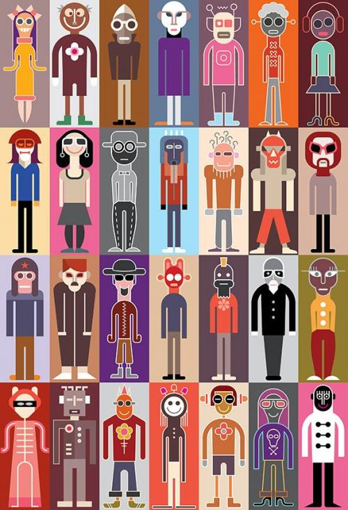 Cartoon people portraits, flat style avatar bundle