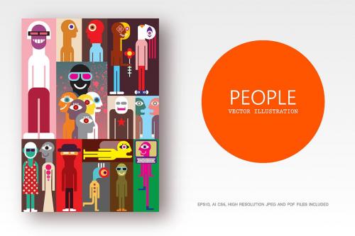 Group of people flat style vector illustration