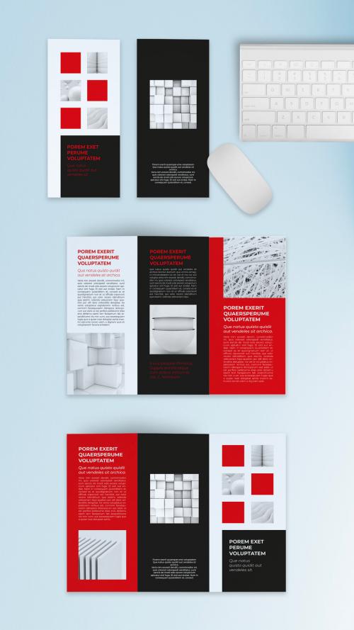 Red and Black Trifold Brochure Layout - 286151849