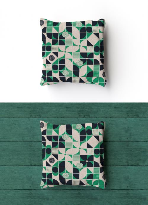 Square Pillow Mockup on Wood Background - 286398588