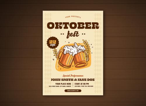 Oktoberfest Flyer with Graphic Illustrations - 286534730