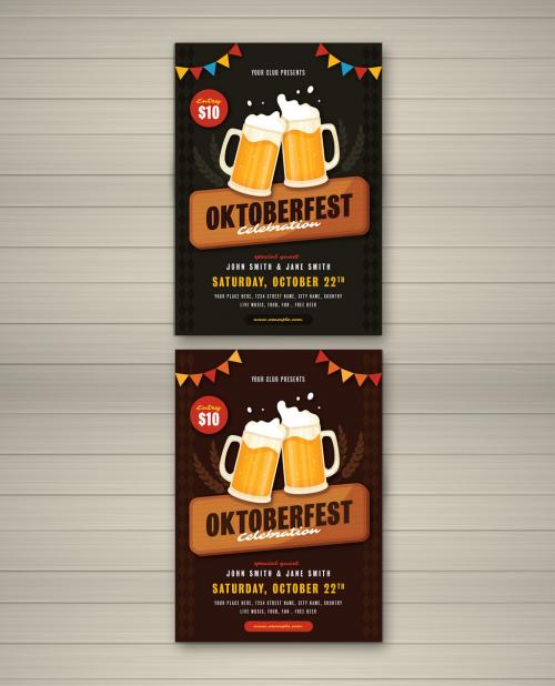 Oktoberfest Flyer with Graphic Illustrations - 286534773