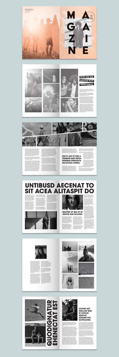 Black and White Magazine Layout with Bold Text - 286579346