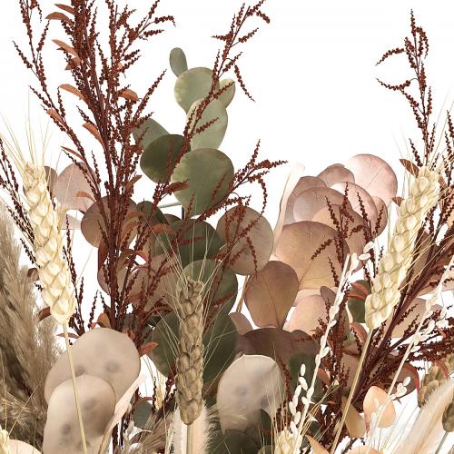 Beautiful lush bouquet of dried flowers in a vase with hydrangea, pampas Lunnik, spikelet, Barberry. 173