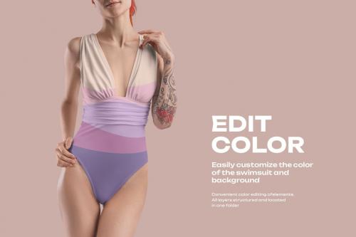 Mockup of a One Piece Women's Swimsuit