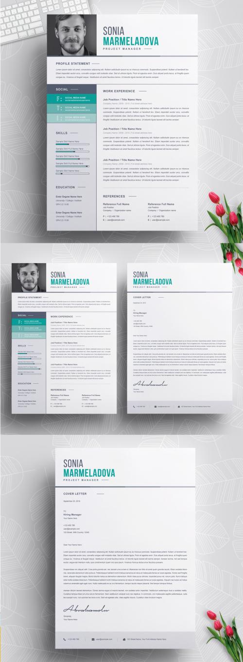 Resume Layout Set with Teal Gradients - 286745187