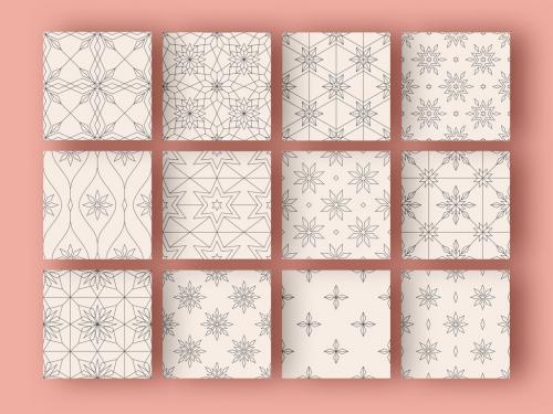 Minimalist Crystal Snowflake Pattern Layout Set - 286764946