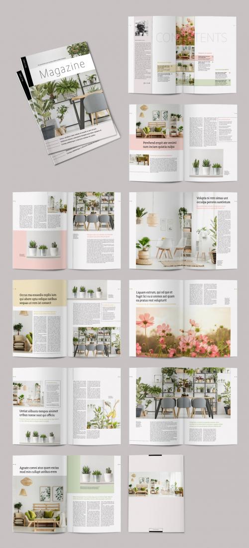 Magazine Layout with Pale Color Accents - 286769851