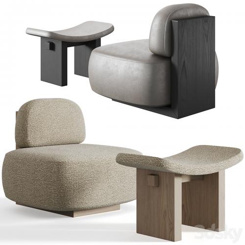 Yoshida Chair + Nara Stool by Secolo