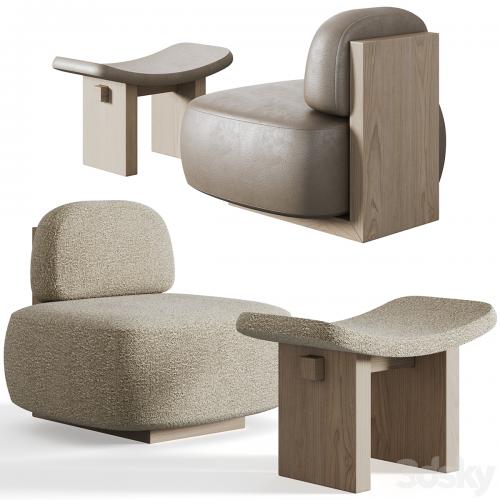 Yoshida Chair + Nara Stool by Secolo