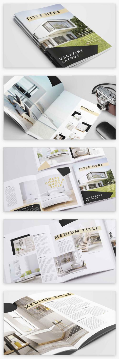 Magazine Layout with Tan Accents - 286902162