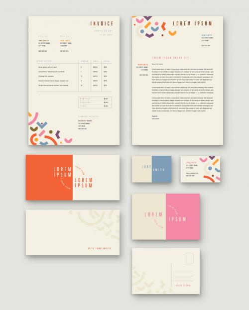 Colorful Geometric Business Collateral Layout Set - 286923212