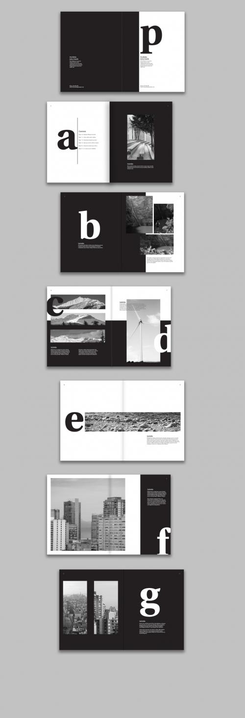 Black and White Portfolio Layout with Bold Typography Accents - 287640235