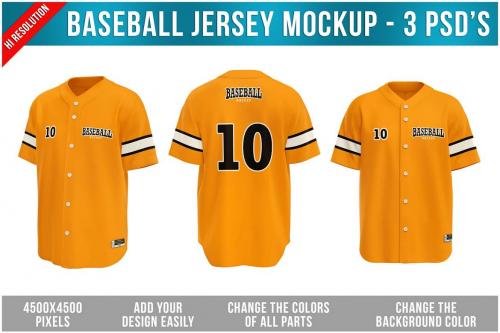 Baseball Jersey Mockup - 3 PSD'S