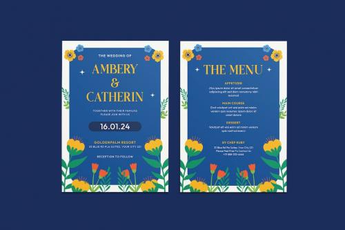 Blue Tone Wedding Invitation Template