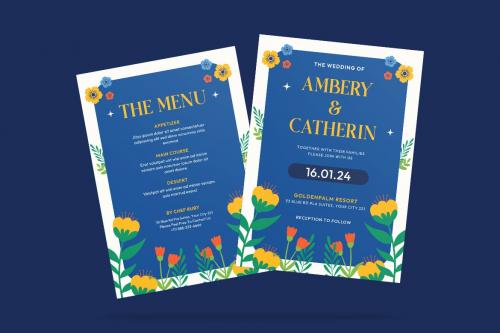 Blue Tone Wedding Invitation Template