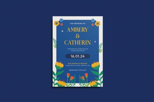 Blue Tone Wedding Invitation Template