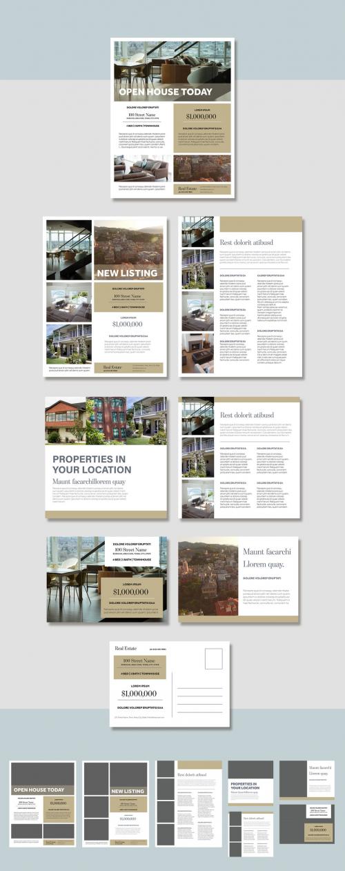 Property Real Estate Flyer Layouts with Beige Accents - 287640354