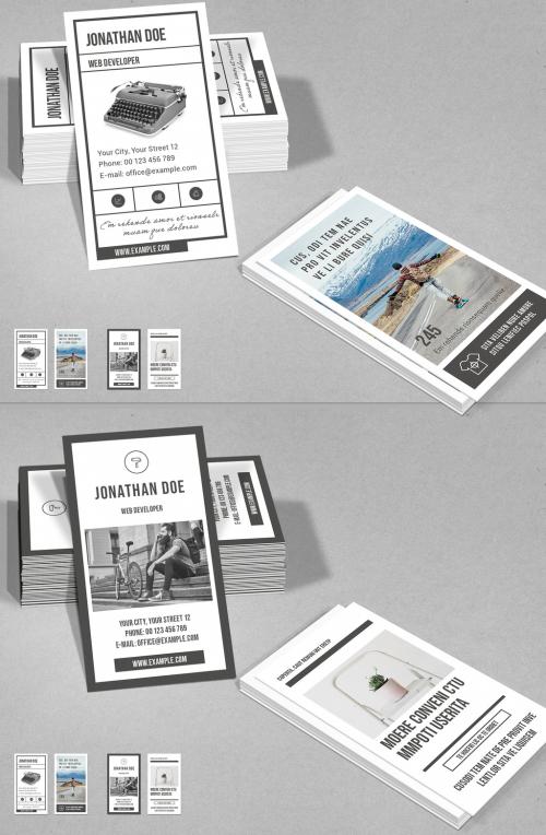 Vertical Business Card Layout in Gray and White - 287646149
