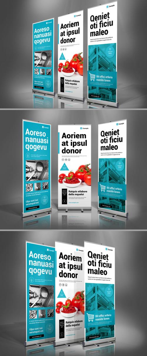 Roll-up Banner Layout in White and Blue - 287646162