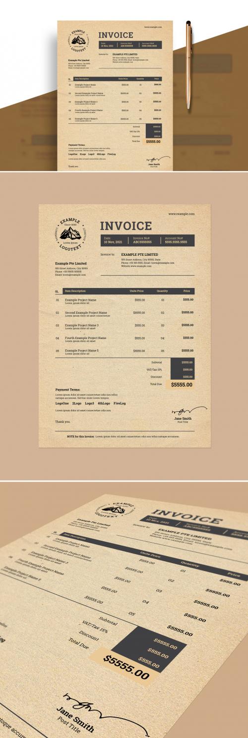 Invoice Layout with Paper Texture Background Element - 287651568