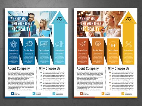 Business Flyer Layout with Blue and Orange Accents - 287849178