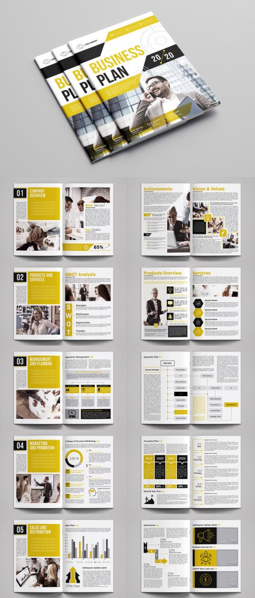 Business Plan Layout with Yellow Accents - 287849220