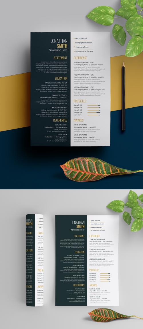 Resume Layout with Black Sidebar - 288041401
