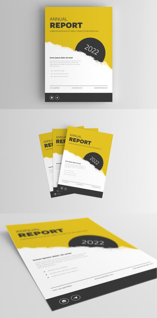 Annual Report Cover Layout with Yellow Accents - 288204179