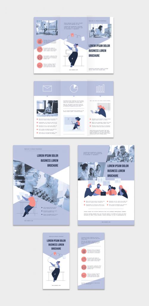 Flyer Layout Set with Business-Themed Illustration Elements - 288240741