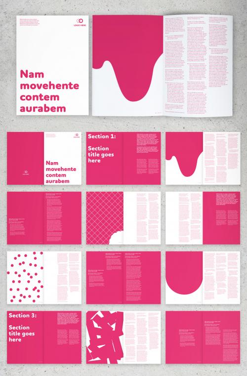 Pink Booklet Layout with Graphic Elements - 288734603