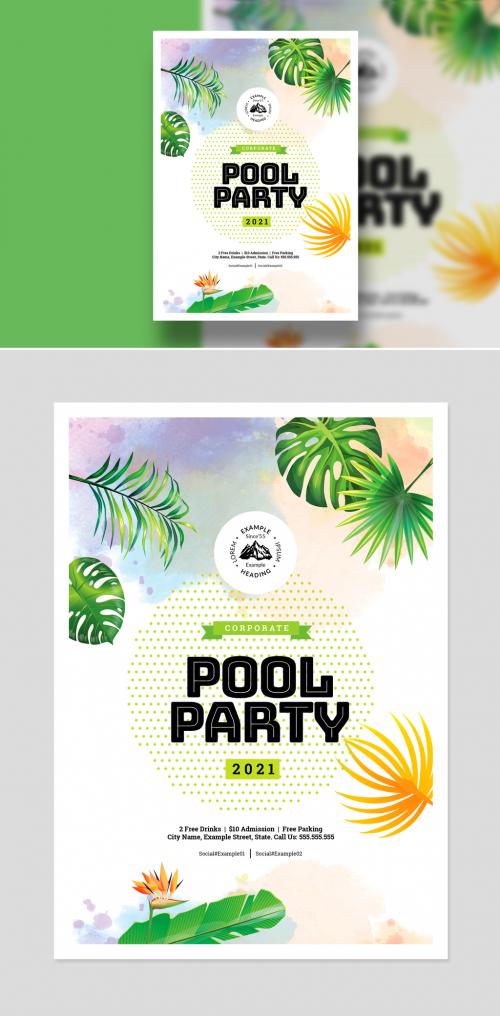 Event Poster Layout with Tropical Plant Illustration Elements - 288735440