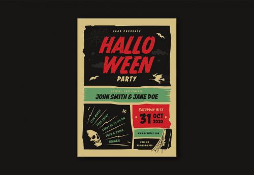 Retro Halloween Party Flyer - 288754986