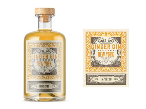 Vintage Liquor Bottle Packaging Layout  - 288915680