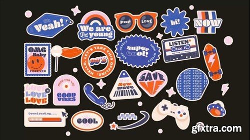 Videohive Retro Y2K Stickers Looped Animation 49411175