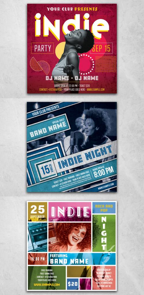 Indie Flyer Layouts with Colorful Accents - 288977086