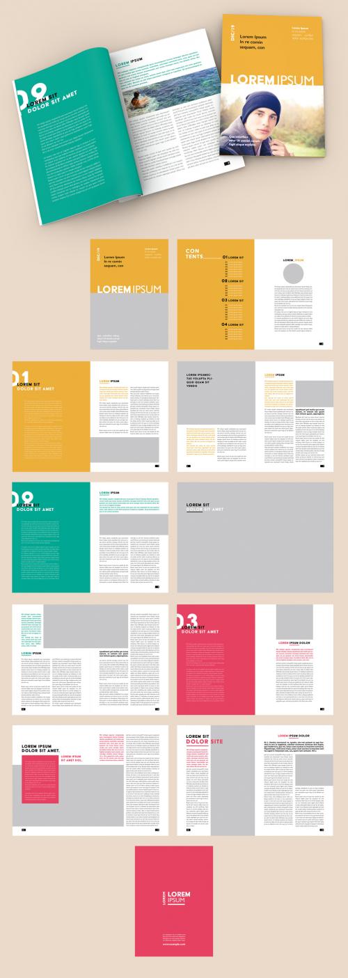 Magazine Layout with Bright Colorful Elements - 289155758