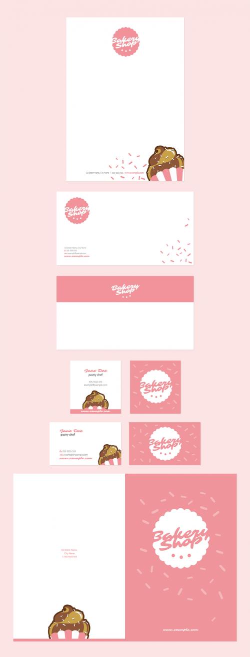 Pink Bakery Stationery Layout Set - 289155766