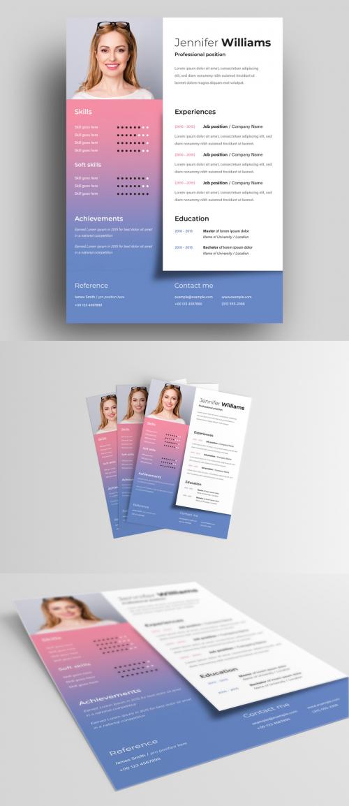 Resume Layout with Pink Blue Gradient - 289540795
