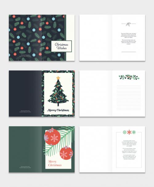 Christmas Card Layout Set with Illustrative Elements - 290137026