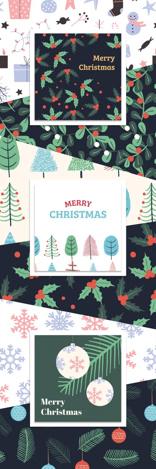 Illustrative Christmas Pattern Layout Set - 290137067