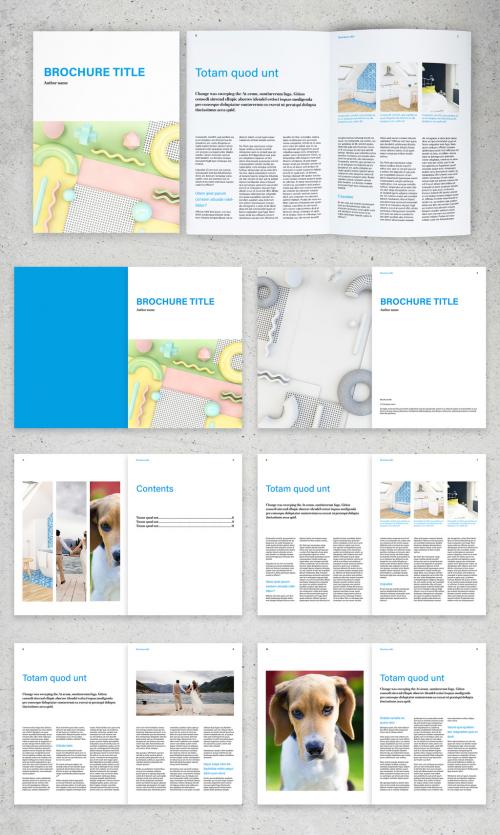 3 Column Brochure Layout with Blue Accents - 290148625