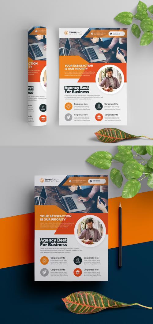 Corporate Flyer Layout with Orange Elements - 290392269