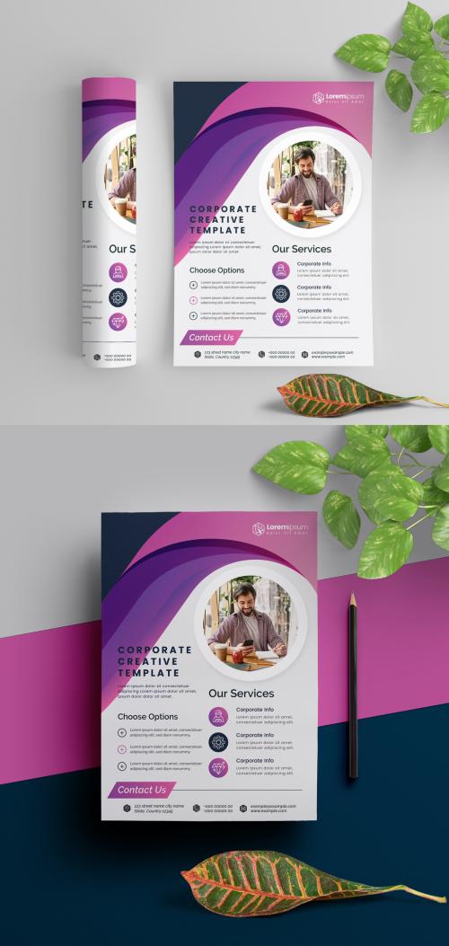 Corporate Flyer Layout with Purple Elements - 290392311