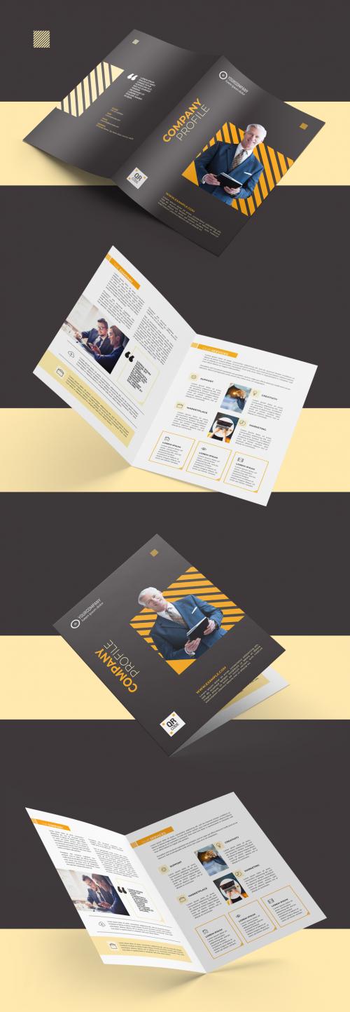 Bifold Brochure Layout with Orange Accents - 290594697