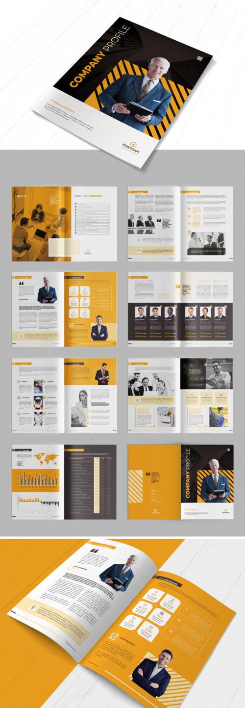 Company Profile Brochure Layout with Orange Accents - 290594817